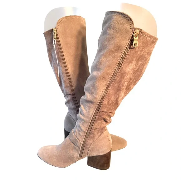 Lucca Lane NWOT Sz 5 Stunning Suede Tan Over the Knee Zippered Boots (SH 012) - Picture 5 of 10